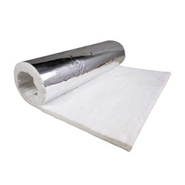 SIMOND STORE Aluminum Foil Faced Ceramic Fiber Flame Guard Blanket - 1" x 24" x 36" - 2400F 8# - Foil Backed Heat Shield Blanket for Welding Soldering Furnace Fireplace Oven Stove HVAC Pipe Insulation