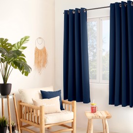 Enjoy Home Blackout Curtain with 8 Eyelets, Polyester, Blue, 180 x 140 cm