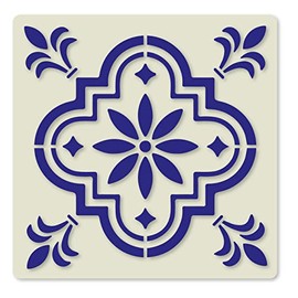 Mediterranean No.5 Tile Crafting Stencil Washable Reusable Mylar (10cm)