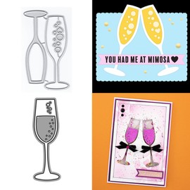 XMZZMX Champagne Glass Metal Cutting Dies for Card Making, Paper Embossing Die Cuts Kit Templates Supplies, Photo Frame Album DIY Scrapbooking Stencils Sets