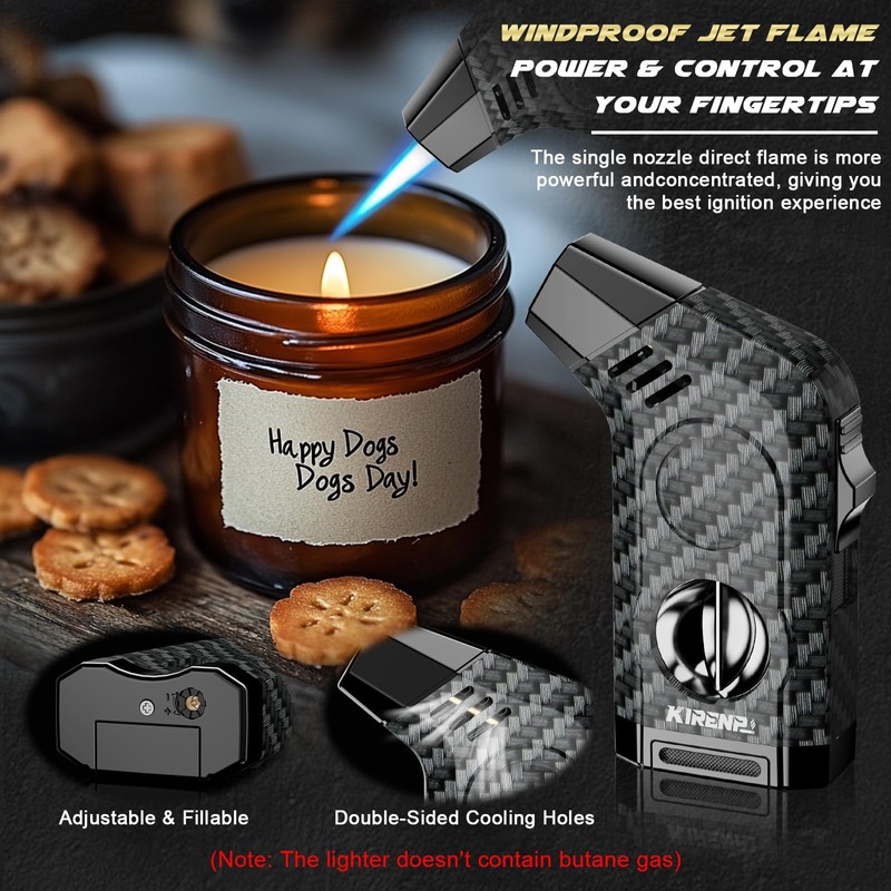 All-in-one Torch Lighter with Cutter, Holder, Powerful Jet Flame, Gifts