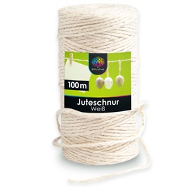 OfficeTree 100 m Jute Yarn 2 mm White - Craft Cord White - Cord White - Jute Ribbon White for Garden Decoration or Crafts - White Cord - White Cord as Macrame Yarn White 2 mm - Jute Twine