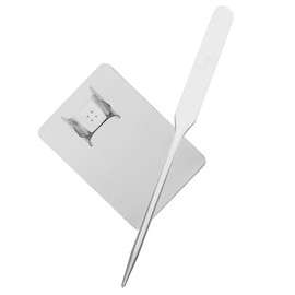 IWOWHERO 2-Piece Stainless Steel Makeup Mixing Palette and Spatula Set for Foundation Cosmetic Mixing and Nail Art