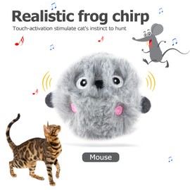 Cat Toys, Interactive Cat Toy for Indoor Cats, Kitten Catnip Chirping Balls for Cat Exercise, Cat Kicker Toys, Fluffy Plush Balls Fun Kitty Kitten Catnip Toys (Grey)