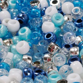Elsa's Pony Bead Mix 200 Pieces Mixed Blue Beads Size 9mm x 6mm