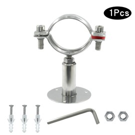 1 Pcs 1inch Adjustable Ceiling Pipe Support Stainless Steel Pipe Bracket OD Pipe 32-34mm, Wall Mount Clamp Bracket Kit with Screws, Ideal for Pipe, Tube or Rod Fixing (50-95mm)