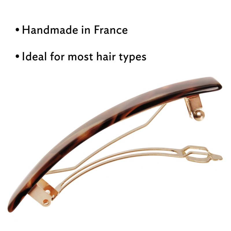 Faux Shell Hair Barrette for Thin Hair, Classic Rectangle French