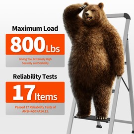 3 Step Ladder with Handrail,DIAMONDFORGE 800 lbs Capacity Aluminum Ladder, Folding Step Stool, Anti-Slip Sturdy and Wide Pedal, Lightweight and Portable Stepladder for Home,Grey