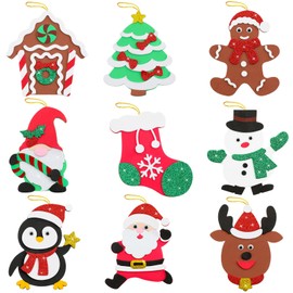 Suzile 27 Pack Christmas Crafts Glitter Foam Bulk Arts and Crafts Kit Xmas Tree Elk Santa Clause Snowman Gingerbread Man Penguin Socks Christmas DIY Ornament Kits for Party Favor Supplies Decoration