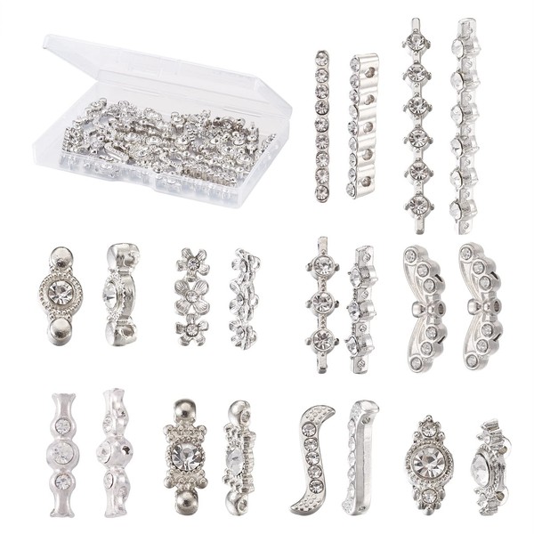Rhinestone Rectangle Bar Spacer Beads Antique Silver Multi Strand Connector