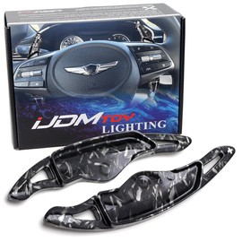 iJDMTOY Forged Caron Fiber Pattern/Style Larger Paddle Shifter Extensions Compatible with Hyundai 2018-2022 Genesis G70, 2020-2023 Sonata, 2021-2023 Elantra, 2022-23 Tucson