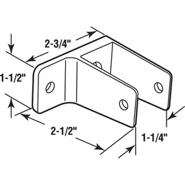 Prime-Line 656-6395-T One Ear Wall Bracket for 1-1/4 in. Panels, Zinc Alloy, Chrome Plated (Single Pack)