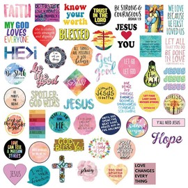 100 Pcs God Jesus Cristianos Cross Faith Stickers Bible Verse Stickers, Inspirational Phrase Christian Stickers Gifts, Waterproof Vinyl Bible Verse Stickers for Water Bottles, Laptop Scrapbooking