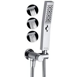 G-Promise All Metal Handheld Shower Set with 3-Function Showerwand, included Handheld Holder to Control on/off Switch and 70 Inch Tangle-Free Stainless Steel Hose Chrome