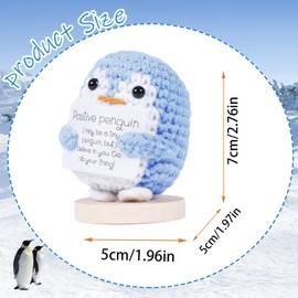 Aruigu Pocket Hug Positive Penguin, Creative Knitting Wool Potato Doll, Courage Gift, Get Well Soon Gift, First Day of School Gift, Lucky Charm Gift (Blue)