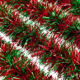 eBoot 32.8 Feet Christmas Tinsel Garland Metallic Tinsel Garland Shiny Hanging Christmas Tree Decoration Wreath Wedding Xmas Party Supplies (Red and Green)