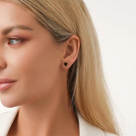 18g Titanium Heart Love Earrings for Women Stainless Steel Hypoallergenic Cute Tiny Sequins Stud Cartilage Tragus Screw Back Post Sensitive Ear (Black Gold)