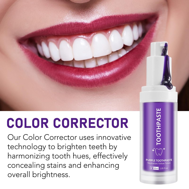 Purple Toothpaste for Teeth Whitening - Natural Purple Pigment, Neutralizes