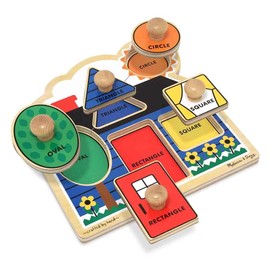 Melissa & Doug First Shapes Jumbo Knob Wooden Puzzle | Wooden Peg Chunky Baby Puzzle, Preschoool Learning Shapes Knob Puzzle Board For Toddlers Ages 1+