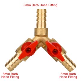 smtfcty 2 Pieces 3 Way Hose Connectors Splitter Brass and Zinc Alloy 10mm Ball Valve T Hose Connector for Carpenter's Fitting Air Water Gas