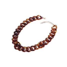 Acrylic Leopard Print Chain Necklace Acetic Acid Board Leopard Print Paperclip Link Chain Necklace Punk Statement Chunky Resin Chain Collar for Women Girl Fashion Jewelry, Resin, tortoise shell