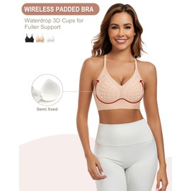 Comfortable Seamless Wireless Bra Cross Back Pull on Bras V Neck Cami Bralette with Support Sport Everyday Bra Skin
