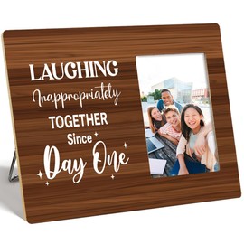 OTINGQD Friend Picture Frame Gift,Funny Friendship Gifts,Friend Gifts Birthday Christmas,Laughing Inappropriately Together Since Day One Wooden Photo Frame