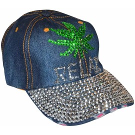 Popfizzy Weed Hat for Women Rhinestone Hat, Bedazzled Bling Baseball Caps, Distressed...
