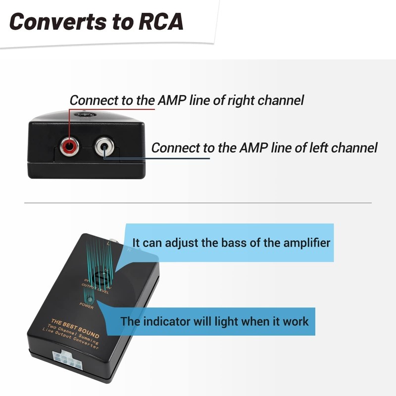 NuIth Car Audio Speaker Wire to RCA Line Output Converter,