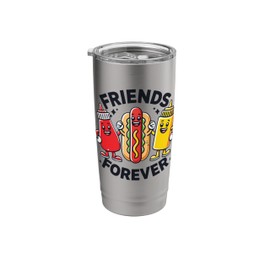 Cute Hot Dog Ketchup Mustard Friends Forever Hotdog Lover Stainless Steel Insulated Tumbler