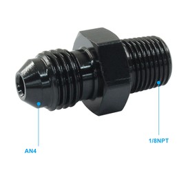 Waziaqoc 2PCS 4AN Male Flare to 1/8 Inch NPT Pipe Fitting Adapter, 7/16-20UNF Aluminum Straight Black