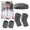 Set Rodillera Elástica Gym Con Diadema Deportiva Y Muñequera