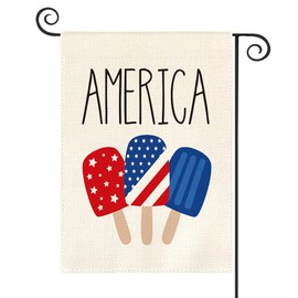 AVOIN colorlife American Stars and Stripes Popsicle Garden Flag Double Sided Outside, USA Patriotic 4th of July Independence Memorial Day Yard Outdoor Decoration 12.5 x 18 Inch