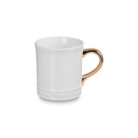 Le Creuset Vancouver Mug with Gold Metallic Handle, 14 oz., White