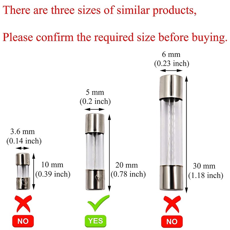 SIXQJZML 10 Pack F2AL Fast-Blow Fuse 2A 250V Glass Fuses
