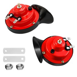 CGEAMDY 300 dB Snail Air Horn, 2 Pieces, 12 V Electric Snail Horn, Super Loud Horn, Waterproof Snail Air Horn Kit for Cars, Trains, Boats, Motorcycle, Truck (Red)