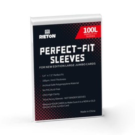 Rieton Jumbo Card Sleeves Size L -5.4'' x 7.4'', 100 Micron Exact Fit Sleeves for Jumbo Cards L (100 Pack)