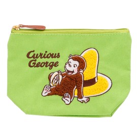 Marushin 476500700 Pouch, Curious George, Hat and Banana, Makeup, Cosmetics, Pencil Case, Accessory Case, Mother's Day, Birthday, Present, Gift
