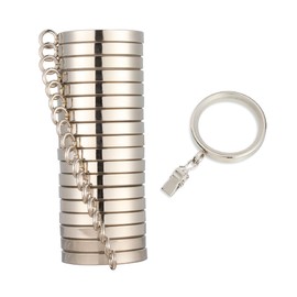 MODE Cambria Designer Series - Premium Easy Glide 18 Count Curtain Rings - Metal with Smooth, Quiet Nylon Inserts with Clips - 2 inch Diameter (1-5/8 inch Inside Diameter) - Polished Nickel