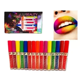 Huxia Beauty Set 5pzs Sombra Y Labial, 2 En 1 Colores Neon