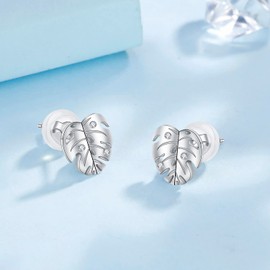 Arrebol Women's 925 Sterling Silver Stud Earrings with 3A Cubic Zirconia Earrings for Women Gift, Silver, Cubic Zirconia