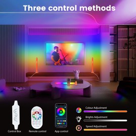 Smart LED Light Bars, Borllyem LEDIC+WW TV Backlight with Double Light Beads, App Control, RF Remote, Music Syncing and 47Modes for Gaming, Room Decoration