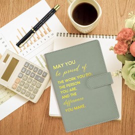 Sinmoe Employee Appreciation Gift Leather Notebook and Pen Set Inspirational Stationery Gift Set for Women Employee Volunteer Team Colleague Coworker Men Teacher Office(Olive Green,Difference)