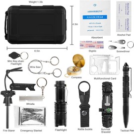 JIAOLUOLI Gifts for Men Him Dad Husband, 15 in 1-Survival Kits, Men's Gifts Survival Gear, Stocking Stuffers for Men Christmas Birthday Gifts, Unique Cool Gadgets Gifts for Camping, Hiking, Hunting