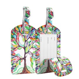 2 Pack Luggage Tags, Fintie Leather Name ID Labels with Privacy Cover for Travel Bag Suitcase