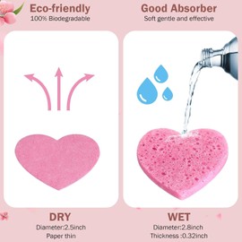 50 esponjas faciales comprimidas, celulosa cosmética, esponjas de spa para limpieza facial diaria, eliminación de maquillaje y máscara, exfoliante, masaje de piel, exfoliación (Rosa)
