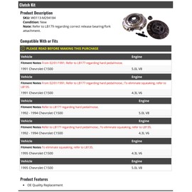 Clutch Kit - Compatible with 1991-1995 Chevy C1500 (From 02/01/1991)