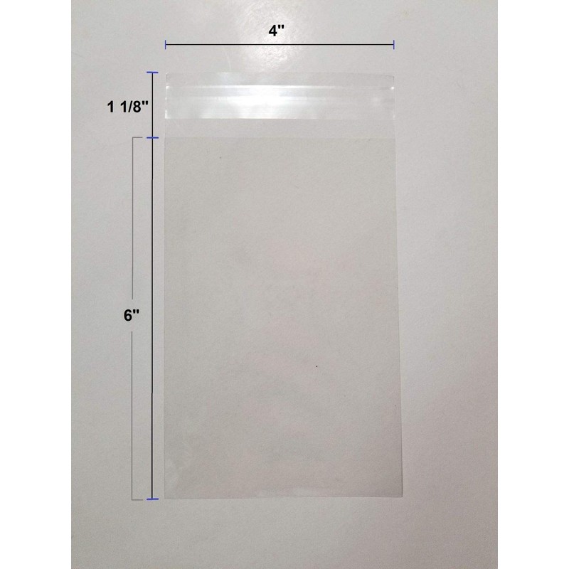 UNIQUEPACKING 100 Pcs 4x6 Inches Clear Resealable Cello Cellophane OPP