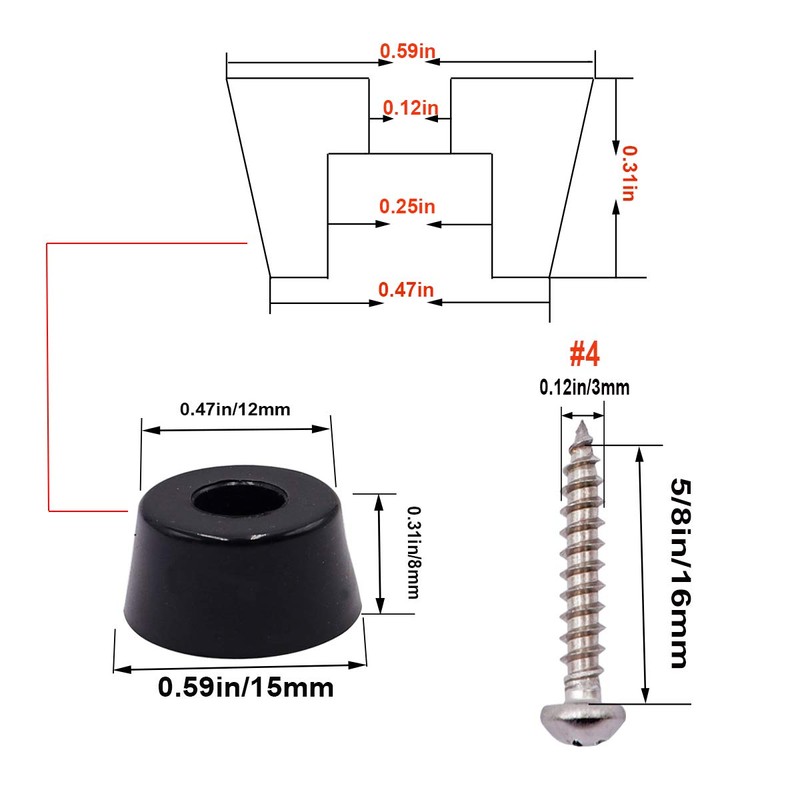 smseace 200PCS Rubber Feet for Cutting Board, 0.31inch H x