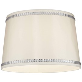 White Drum Lamp Shade with Crystal Trim 13x15x10 (Spider) - Springcrest